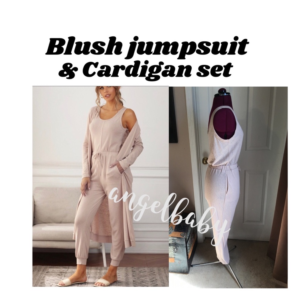 Blush Jumpsuit & Cardigan Lounge Set! - Picture 8 of 16